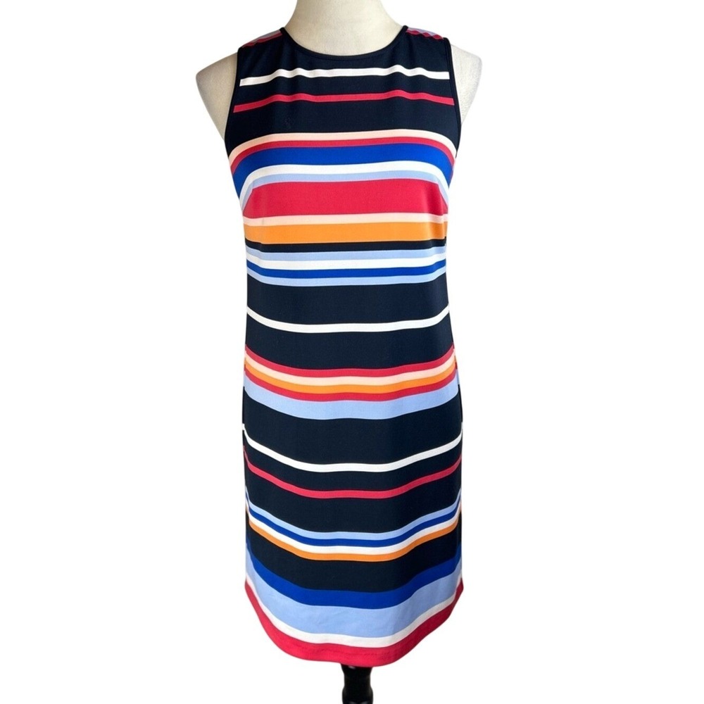 Maggy London Sheath Dress Striped Multi-Color Sleeveless Women Size 2